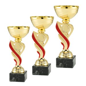Zestaw eleganckich pucharów sportowych w promocyjnej cenie od Nagrodzony.pl, idealnych na turnieje i wydarzenia.