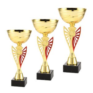 Zestaw eleganckich pucharów sportowych w promocyjnej cenie od Nagrodzony.pl, idealnych na turnieje i wydarzenia.