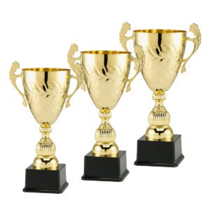 Zestaw eleganckich pucharów sportowych w promocyjnej cenie od Nagrodzony.pl, idealnych na turnieje i wydarzenia.