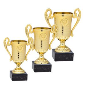 Zestaw eleganckich pucharów sportowych w promocyjnej cenie od Nagrodzony.pl, idealnych na turnieje i wydarzenia.