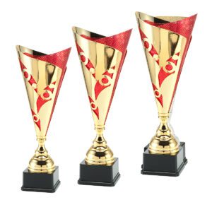 Zestaw eleganckich pucharów sportowych w promocyjnej cenie od Nagrodzony.pl, idealnych na turnieje i wydarzenia.