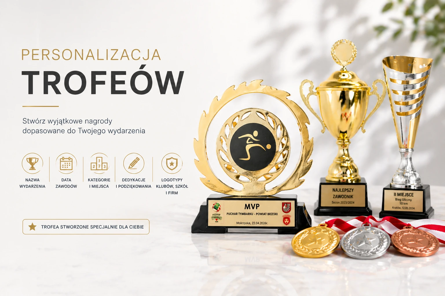 personalizowane trofea sportowe z tabliczką i grawerem